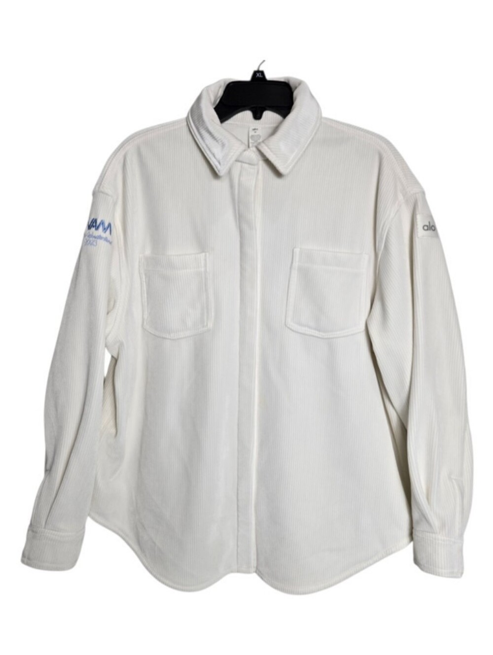ALO Shacket in Off-White Ribbed Velour Size M Jacket
